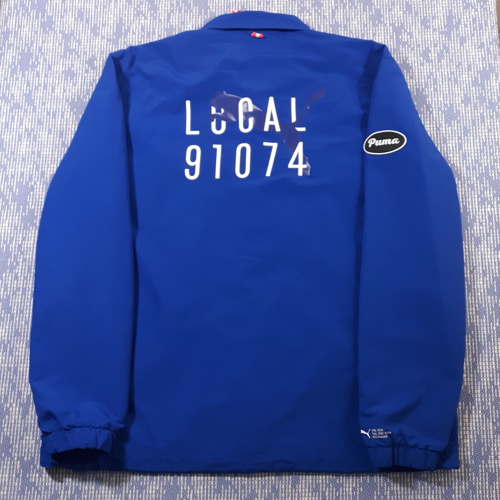 PUMA Jacket Mens XL Blue Local 91074 Athletic Snap Collared Lined